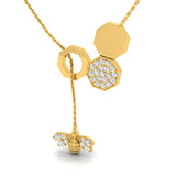 1/3 ctw Honeycomb & Bee Lariat Pendant Necklace