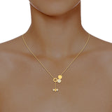 1/3 ctw Honeycomb & Bee Lariat Pendant Necklace