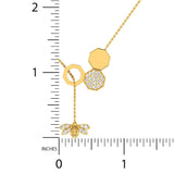 1/3 ctw Honeycomb & Bee Lariat Pendant Necklace