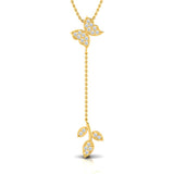 1/4 ctw Butterfly & Leaf Lariat Pendant Necklace