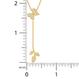 1/4 ctw Butterfly & Leaf Lariat Pendant Necklace
