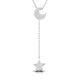 1/6 ctw Moon & Star Lariat Pendant Necklace