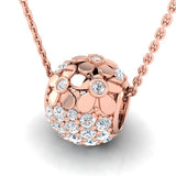 3/4 ctw Floral Design Pave Hollow Bead Pendant
