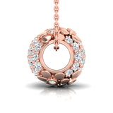 3/4 ctw Floral Design Pave Hollow Bead Pendant