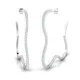 1 1/2 ctw Wavy Extra Large Hoop Earrings