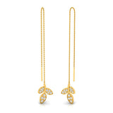 1/2 ctw Leaf Threader Earrings