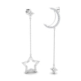 1/2 ctw Star & Moon Mis Matched Hanging Earrings