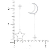 1/2 ctw Star & Moon Mis Matched Hanging Earrings