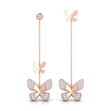 5/8 ctw Butterfly Mis Matched Hanging Earrings