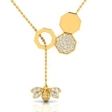 1/3 ctw Honeycomb & Bee Lariat Pendant Necklace