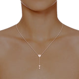 1/4 ctw Heart & Arrow Lariat Pendant Necklace