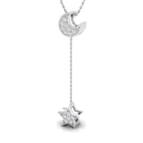 1/6 ctw Moon & Star Lariat Pendant Necklace
