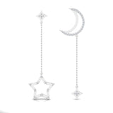1/2 ctw Star & Moon Mis Matched Hanging Earrings