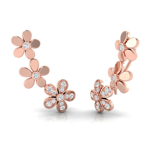 3/8 ctw Floral Climber Earrings