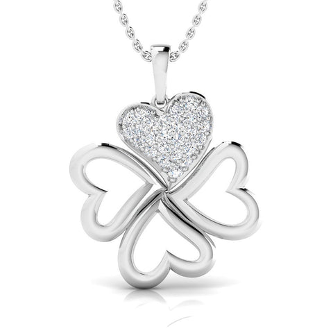 Four Leaf Clover Diamond Pendant with Necklace in 18k White Gold | Everyday  Jewelry